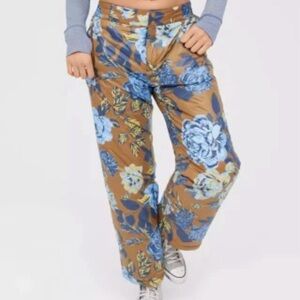 Offline by aerie Water resistant snow pants Ladies size large Brown blue floral